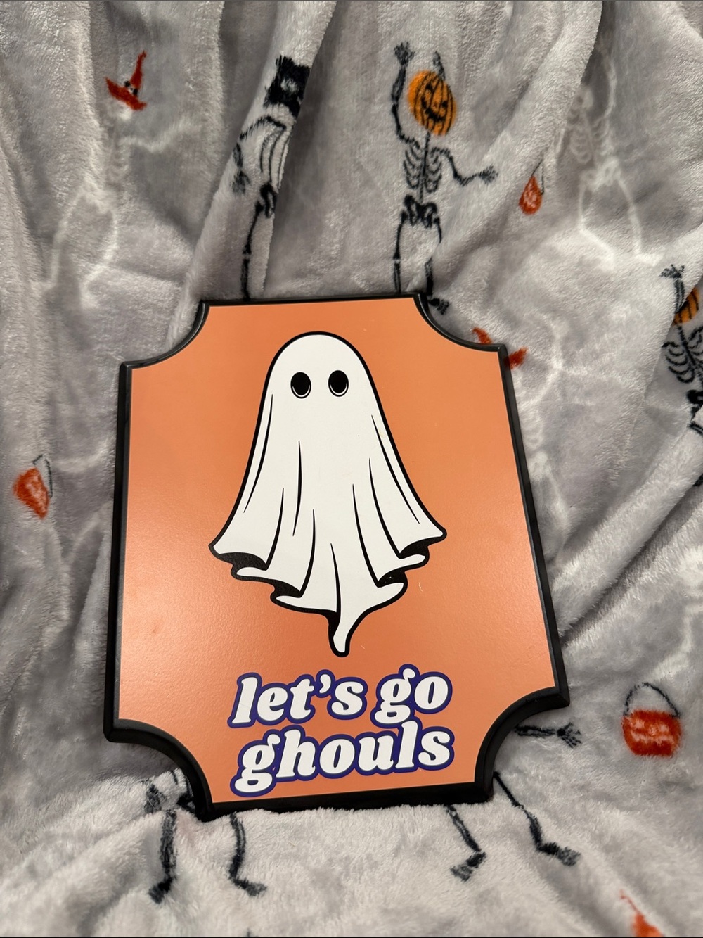 Let's Go Ghouls Ghost Wall Sign - Orange
